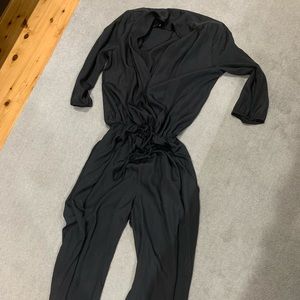Black satin jumpsuit